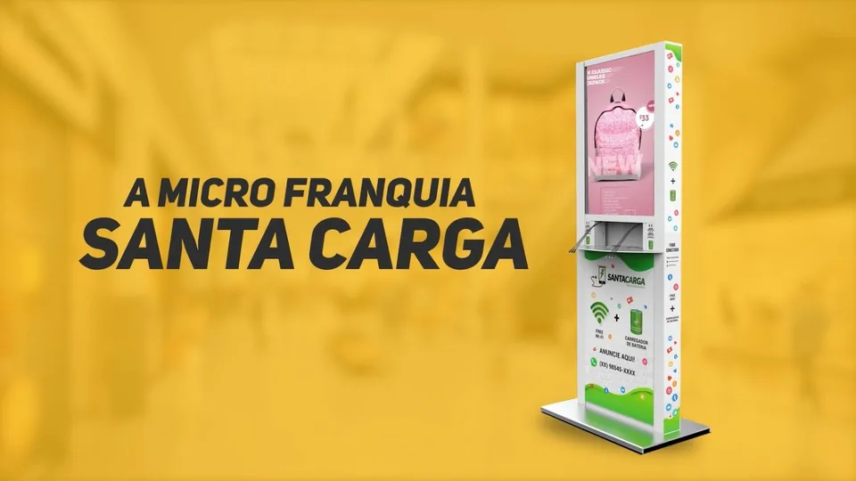 Capa do vídeo sobre a micro franquia Santa Carga de totem carregador de celular